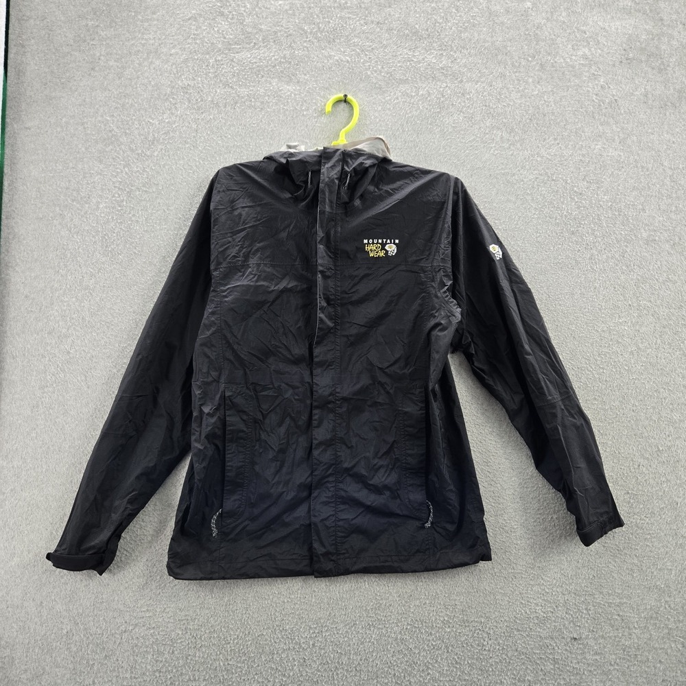 Mountain Hardwear Men Jacket S Black Logo Full Zip Hooded Windbreaker